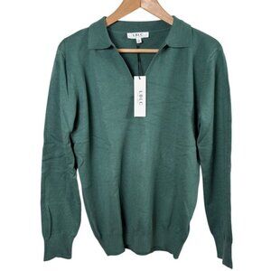 NWT‎ LBLC The Label (Revolve) Women's Johnny Collar V-Neck Sweater Green Size L